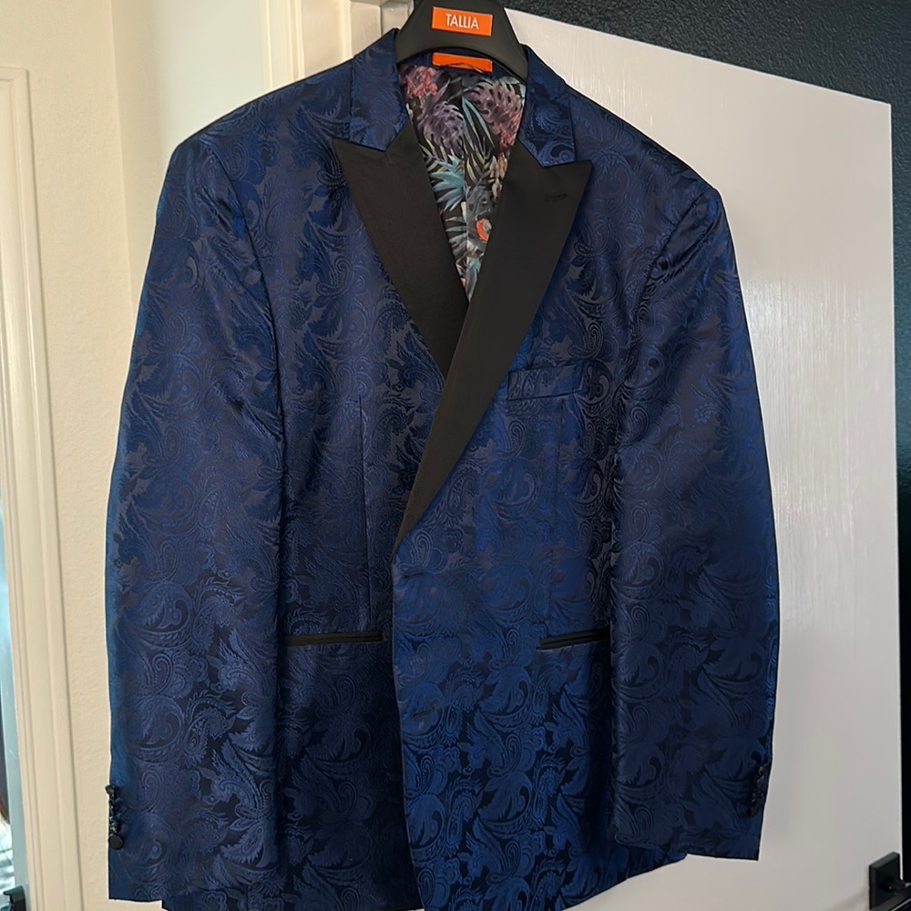 Tallia - Men’s Blazer / Dinner Jacket - Blue Paisley - Size 50R